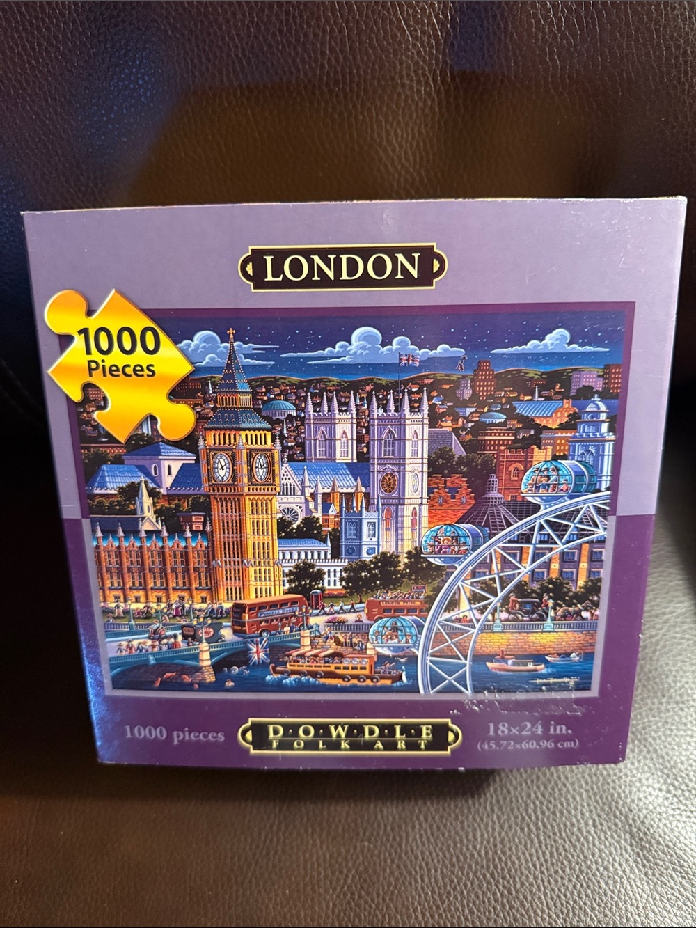 Dowdle London Folk art jigsaw puzzle.  1000 pieces.  Has poster